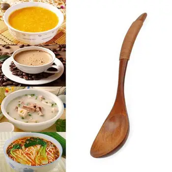 1 buc Naturale Lingura de Lemn de Bambus Bucătărie, de Gătit Ustensilă Instrument Supa de Lingurita de Catering Casa Manual Tacamuri, Vesela Tacamuri