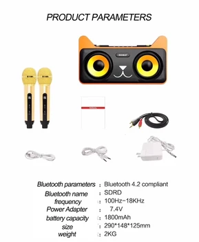 SD305 Portabil Familie Karaoke Sistem de Două Microfoane fără Fir Cu 20w Stereo Bluetooth Speaker Condensator Microfon Karaoke