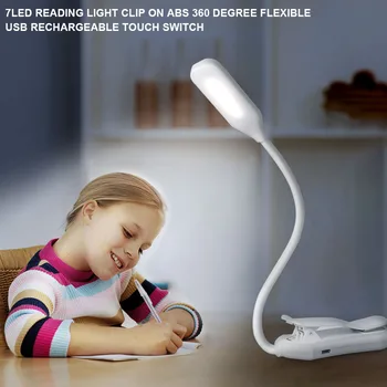 7LED Lampă de Carte de 360 de Grade Flexibil USB Reîncărcabilă ABS Lectură Lumina de Noapte Mini Pentru Pat 3-Nivelul de Luminozitate Clip Pe Ochi de Îngrijire