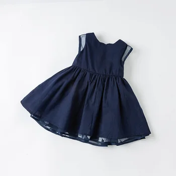 DB17437 dave bella vară fată copil drăguț arc print mesh dress copii de moda rochie de petrecere copii sugari lolita haine
