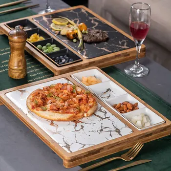 Nordic Restaurant Pizza Gustare Placă Pătrată din Ceramică Servicii Placa Creative Marmură de Aur Model de Vest fel de Mâncare cu Grila Placa Friptura