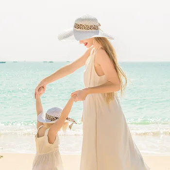 2021 nou primăvara și vara bowknot protecție solară copil pălărie de plajă copil pălărie de soare, respirabil părinte-copil pălărie de paie