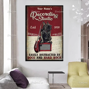 Personalizate Personalizate Cu Numele Și Anul De Cadouri Pentru Bulldog Francez Iubitorii De Studio De Înregistrare Poster De Perete De Arta De Imprimare Living Decor Panza
