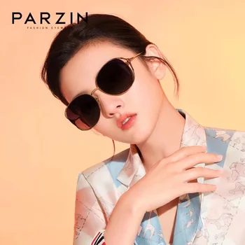 PARZIN Vintage Rotund ochelari de Soare Femei Goale de Metal Brand de Lux Nailon Lentile Doamnelor Ochelari de Soare UV400 Protecție Ochelari de 8300