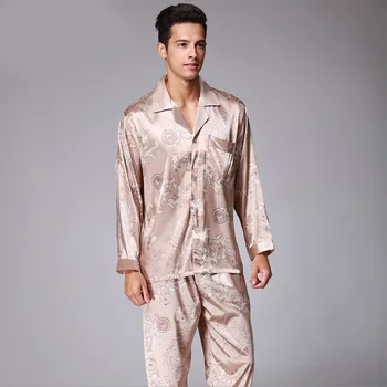 Vara Matase Satin Seturi De Pijama Plus Dimensiune Kimono Pijamale Pentru Femei Barbati Moda Dragon Print Homewear Maneca Lunga Pijama Pijamas