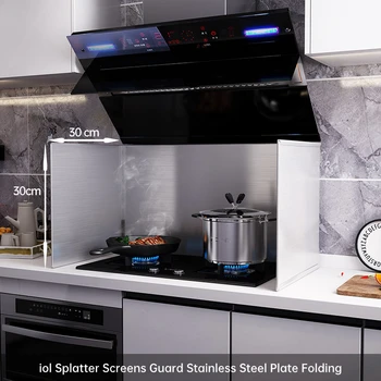 Gadget-uri de bucătărie Anti Stropi de Ulei de Paza Unsoare Ecrane Deflectoare de Ulei de Perete din Oțel Inoxidabil Pliere Stropire pentru Instrumente de Gătit
