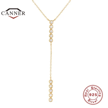 CANNER de Lux Reale Argint 925 CZ Zircon Colier pentru Femei Diamond Lanț Cravată Colier Bijuterii collier femme bijoux