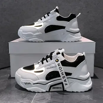 Moda Primavara Reflectorizante Platforma Adidasi Pantofi pentru Femei-coreean Dantelă Sus Indesata Adidași de Culoare Amestecat Femei Vulcaniza Pantofi 2021
