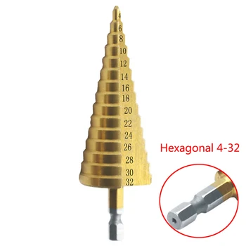 OIMG 4-35 mm, HSS Acoperit cu Titan Pas Burghiu din Oțel de Mare Viteză Metal Wood Hole Cutter Con Burghiu Pentru Metal Con Instrument