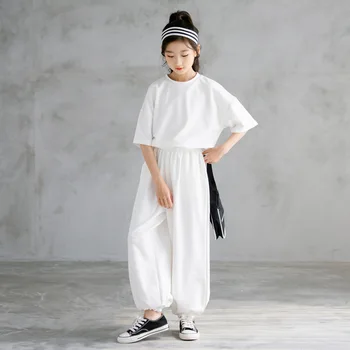Copil Haine de Moda Set Costum de Fete pentru Copii Haine de Vară 2021 Noi Cămașă și Pantaloni Largi Fete Haine de Bumbac Două Buc Set,#6202