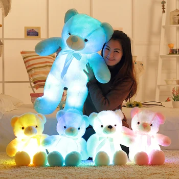 32cm Creative LED-Ursuleț de Pluș Animale de Pluș Jucărie Colorat Stralucitoare Cadou de Crăciun pentru Copii Perna