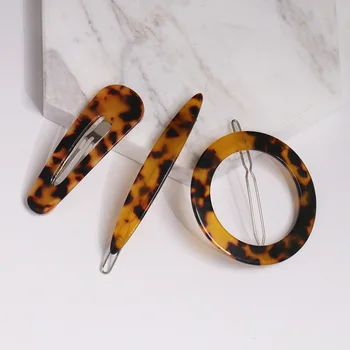 Noi 1buc Amber Leopard Clipuri Acrilice Agrafe de Par Geometrice Rotunde Waterdrop Ac de păr Pălării, Accesorii Frumusete instrumente de styling