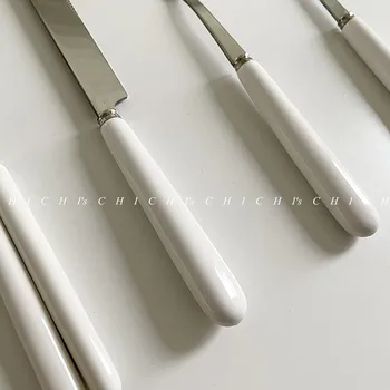 Set tacâmuri tacâmuri cuțit furculiță betisoarele alb ceramică de bucătărie din oțel inoxidabil accesorii