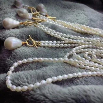 22inches naturale mici real pearl colier cu lanț lung, cu o singură mare baroc forma adevarata perla femei bijuterii de înaltă calitate din china