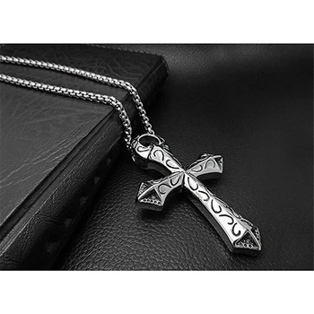 Pandantiv cruce Lant Barbati din Otel Inoxidabil Crucifix Bijuterii Femei Colier