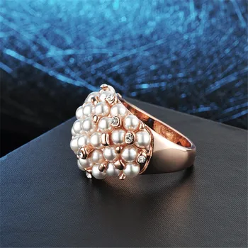 Moda stil Vintage inel cu perle și diamante pentru Femei Fete Deget Inelul de Bijuterii de Nunta