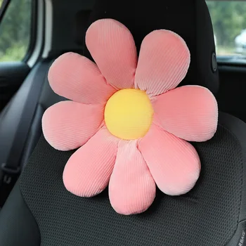Drăguț Floarea Soarelui femei Mașină de Pluș Tetiera Perna Set Spate a Gâtului Perna Lombara Capul Suport Capac roz Centura de Umăr Pad