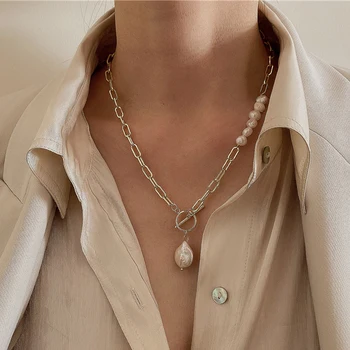 2021 Nou Natural Perla Cravată De Aur Umplut Pandantive Bijuterii Colier Collier Femme Kolye Boho Bijuterii Colier Pentru Femei