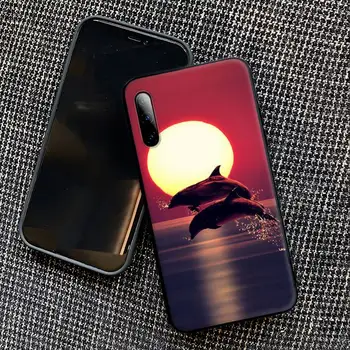 Animale De Mare Delfin Drăguț Silicon Negru Telefon Mobil Acoperă Pentru Samsung J4 J5 J6 J7 2016 Nota 5 8 9 10 Lite Plus 20 Ultra Caz