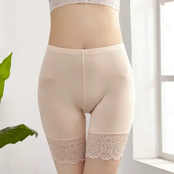 40 KG-80 KG Femei Plus Dimensiune Pantaloni de Siguranță Elastic Moale, Confortabil Modal Material Nude/Negru pantaloni Scurți Dantelă de Siguranță Pantaloni scurti