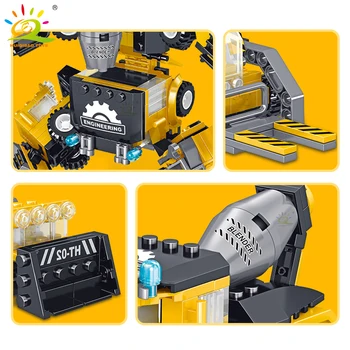 HUIQIBAO 718PCS 6in1 Inginerie Vehicul Transformare Mecha Robot Blocuri de Camion Auto Cărămizi Copii Jucării de Construcție