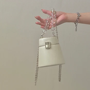 Pearl Lanț de Lux Designer de Genți de mână pentru Femei Elegante Mini Găleată Saci de Umăr Femei PU Piele Geanta Crossbody Mici de Ambreiaj
