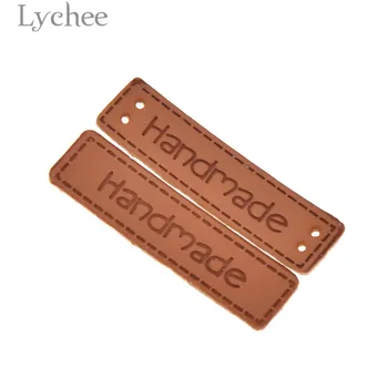Lychee 50pcs Manual Scrisoare Model din Piele PU Tag-uri Dreptunghi Relief Eticheta DIY Pavilion Etichete Pentru Îmbrăcăminte Accesorii