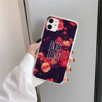 Cat de Flori Fluture Caz de Telefon Transparent pentru iPhone 11 12 mini pro XS MAX 8 7 6 6S Plus X 5S SE 2020 XR