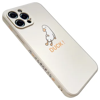Desene animate drăguț Animal Simplu Rață coreean Telefon Caz Pentru iPhone 12 11 Pro Max Xr X Xs Max 7 8 Puls SE 2020 Cazuri de Silicon Moale Capacul