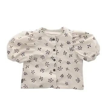 Floral bluza fete puff maneca lenjerie de pat din bumbac cu mânecă scurtă tricou P4384