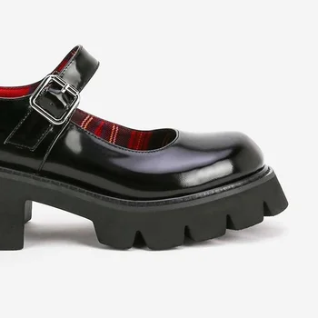 Femei Pompe Nouă Primăvară pantofi de damă din Piele Curea Cataramă Platforma Tocuri Groase Rotund Toe Retro Rochie de Petrecere, Pantofi Casual