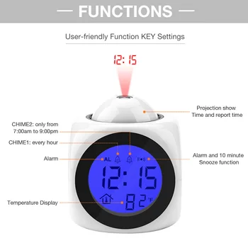 Multifuncțional Proiectarea Ceas Deșteptător Display LCD Timp Data Temperatura Proiector Digital cu lumina de Fundal de Decor Acasă Ceas de Masa