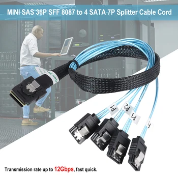 Interne Mini SAS SFF-8087 36 Pini la 4 SATA 7-Pin Înainte Breakout Cablu Suport Hot-swappable, Interfata SATA