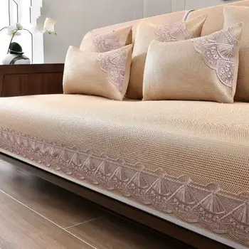 Perna de pe canapea de vară simplă, în stil European de vară stil mat anti-alunecare matase de gheață acoperă prosop patru sezoane universal perna