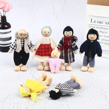 Păpuși Din Lemn Jucarii Cifre Mobilier Casa De Familie In Miniatura 7 Persoane Păpușă Jucărie Pentru Copil Enfants Brinquedos Infantis Juca Jucărie