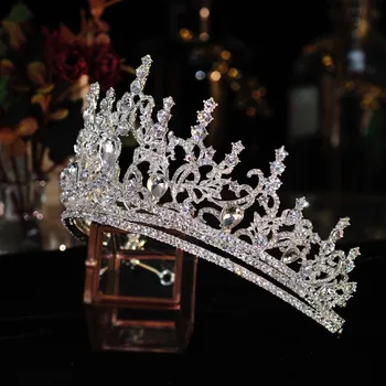 Baroc Cristal De Mireasa Diademe Mare Regina Coroana Stras Concurs Diademă De Partid Bijuterii Mireasa Bentițe De Nunta Accesorii De Par