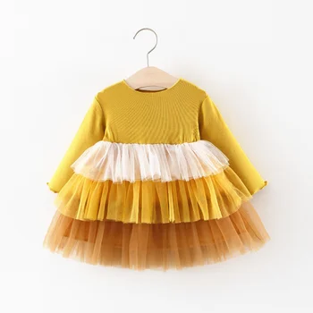 2021 cald de primavara toamna fete rochie cu mâneci lungi copil de sex feminin rochie de printesa cu trei straturi de plasă de tort rochie de fete pentru copii haine bebes