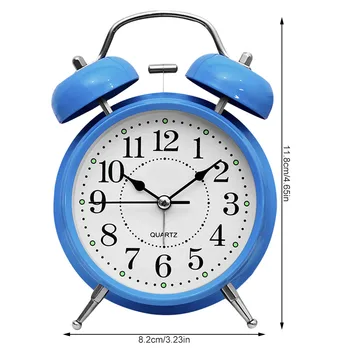 Ceas Cu Alarma Retro Twin Clopot Metalic De Birou Ceas De Masă, Ceas Analogic Tăcut Lumina De Noapte Pentru Biroul De Acasă Electronice Ceasuri Pentru Desktop