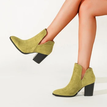 Pantofi pentru femei de Moda Glezna Cizme a Subliniat Toe Tocuri Încălțăminte 2021 Doamnelor Solid Toc Înalt Cizme Scurte Nou Toamna Dimensiune 36-43