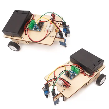 STEM din Lemn Copii Experiment științific Kituri Senzor de Recunoaștere de Urmărire Modele de masini Constructii de BRICOLAJ de Învățare de Învățământ Jucarii Cadou