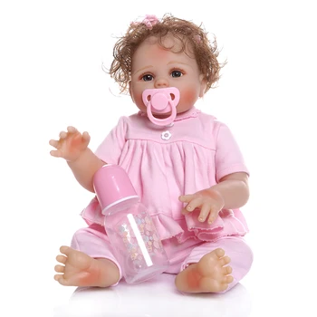 NPK Complet Silicon Vinil Renăscut Baby Doll Realist Fata de Nou-Născuți Păpuși 48cm Realiste Printesa Copii Bebe de Jucărie în Roz ti se Potriveste