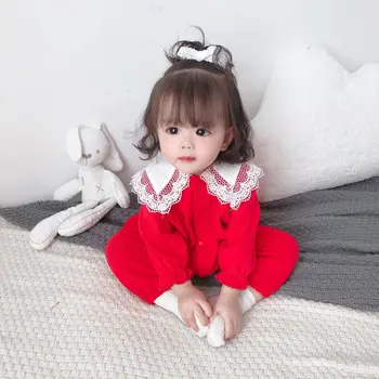 Coreea Style Dulce pentru Copii Îmbrăcăminte Copil Fata de Haine de Primavara Toamna Dantelă Florale Peter Pan Guler cu Maneci Lungi Baby Vladan 0-18M