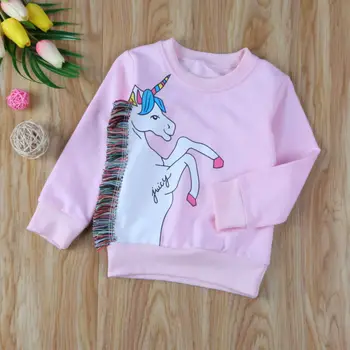 Bebe Fete De Moda Unicorn Imprimate Pulover Tricou Copii Copilul Hanorace Pulover Jumper Sweatershirt
