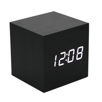 Cub din Lemn cu LED Ceas Deșteptător Despertador Temperatura Sunete de Control display LED Electronice Digitale Desktop TBable Ceasuri