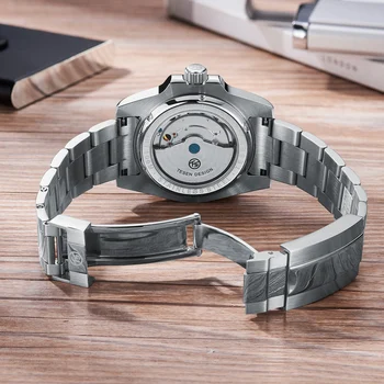 TESEN DESIGN de Brand de Top de Sticlă de Safir Ceas Mecanic reloj hombre de Lux Bărbați Automat Ceas de mână din Oțel Inoxidabil GMT Ceas