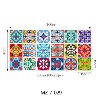 Model Floral Colorat Mat Gresie Autocolant Transferuri De Acoperire Pentru Bucătărie Chiuvetă Renovare Acasă Etaj Coaja De & Lipi De Perete Decalcomanii