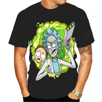 Haine barbati Mens Noi de Vara Desene animate Rick Print Barbati cu Maneci Scurte T-shirt de Imprimare 3d Tricou Casual Respirabil Amuzant Tricouri