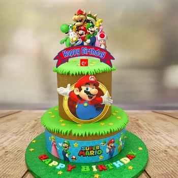 Super Maria Cree tort de desene animate insert row joc Mario tema petrecere de ziua pentru copii decor consumabile ornamente cadouri