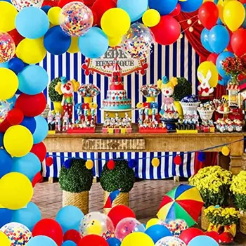121Pcs Carnaval Circ Ghirlanda Baloane Roșu Albastru Galben Confetti Balon Arc Lanț pentru Copil de Dus la Petrecerea de Ziua Decor Supplie