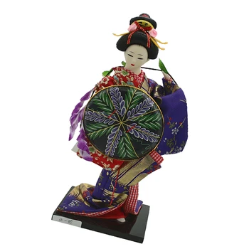 12 țoli Kimono Japonez Geisha Papusa Kokeshi Artizanat Decor Acasă Haine Mov Cu Mantie